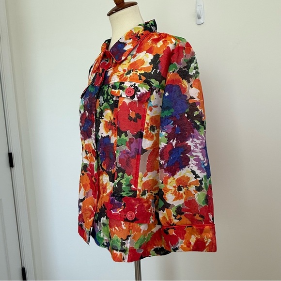 Erin London Floral Print Blazer Size XL Jacket 3/4 Sleeve Pink Career Office - Picture 4 of 13